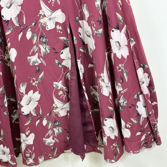 La Maison Talulah Maroon Floral One Shoulder Midi Cottage Dress Women's Small - Picture 3 of 6